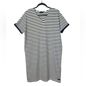 Saint James Carpentras Navy and White Striped V Neck Dress
